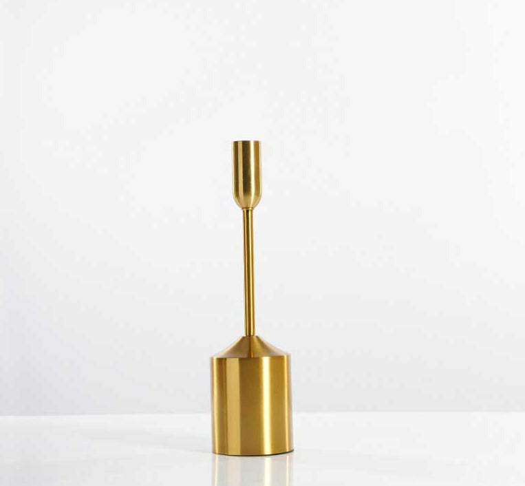 Industrial Gold Pillar Candle Holders