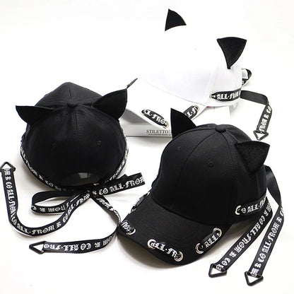 Cute Cat Ears Ribbon Baseball Cap