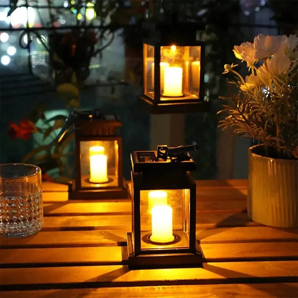 Garden Lantern - Solar Lamp - Retro - Flickering Candle - Waterproof - For Outdoors