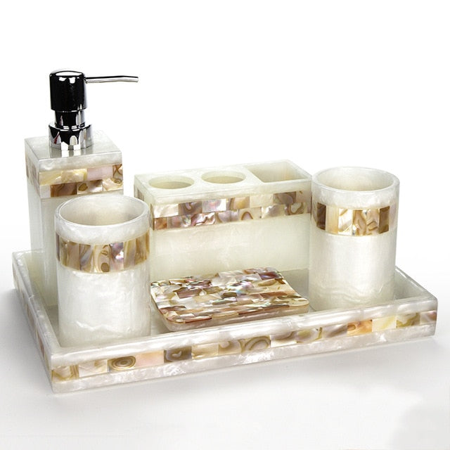 MOTHER OF PEARL BATHROOM SET