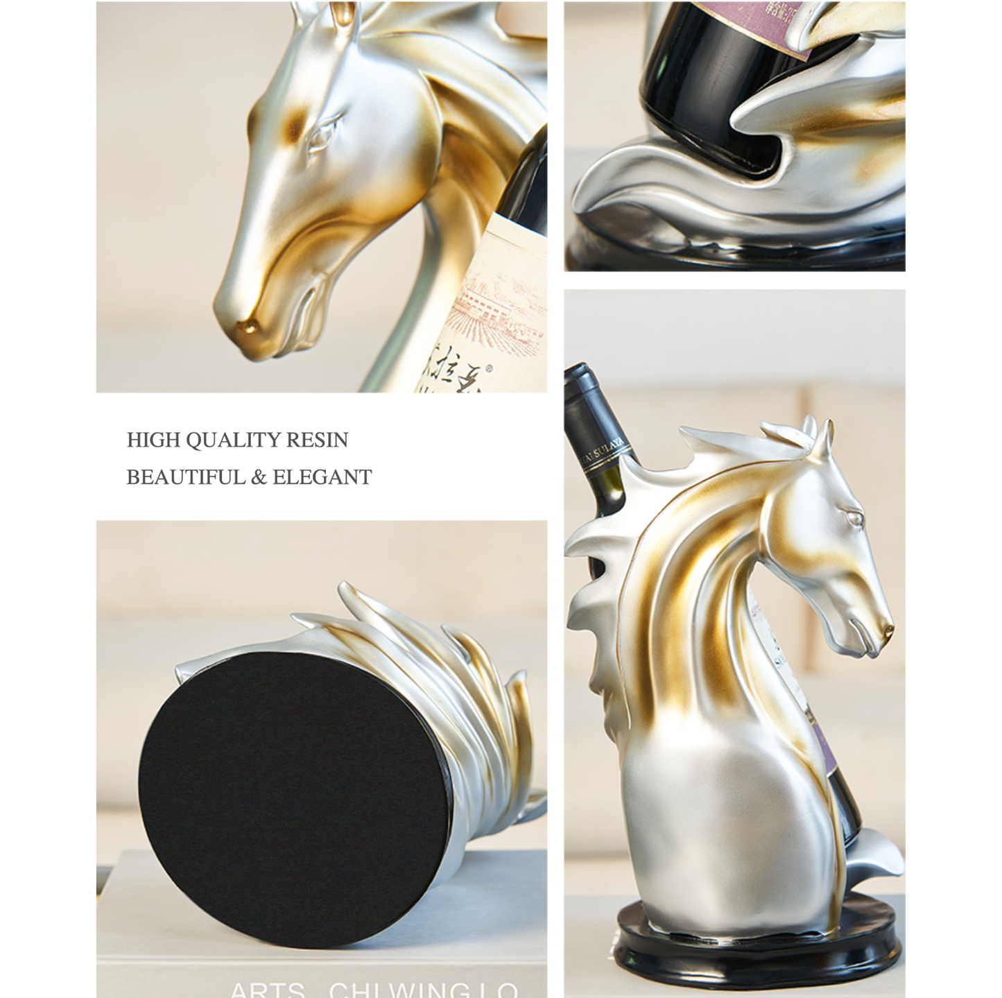 Gold or Blue Horse Wine Bottle Holder