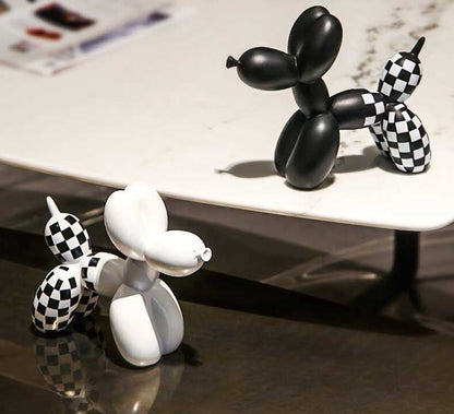 Checked balloon dog ornament