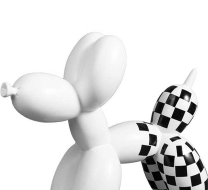 Checked balloon dog ornament