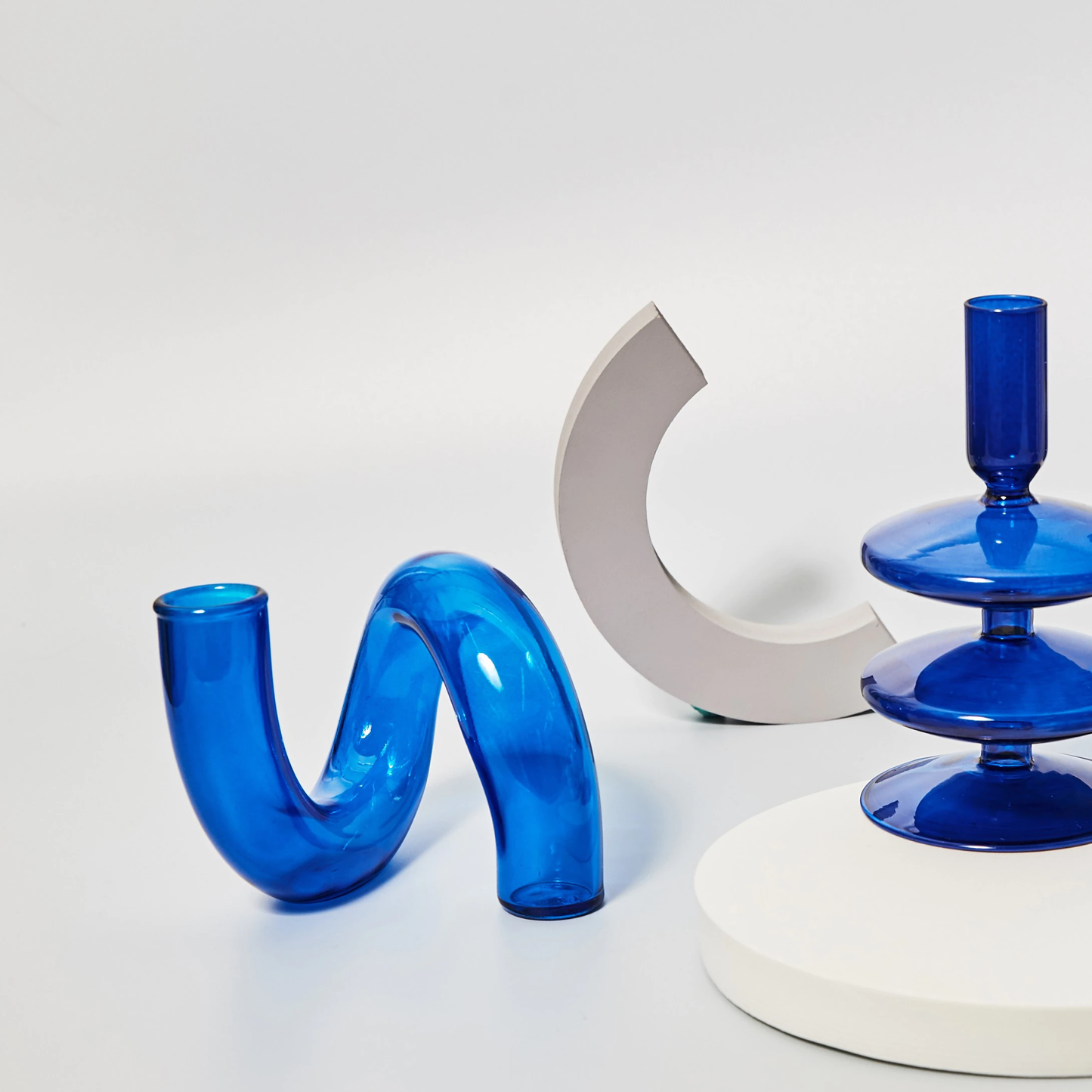 Color Glass Twisted Candlestick Holder