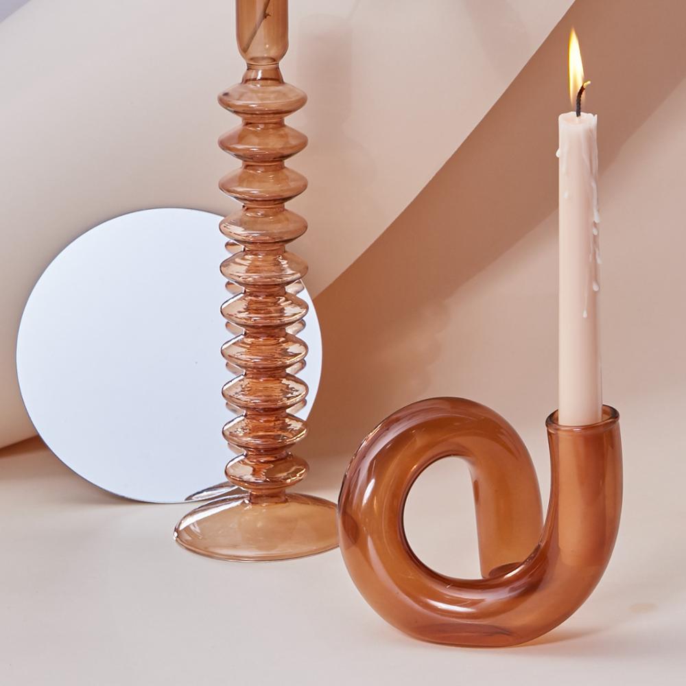 Color Glass Twisted Candlestick Holder