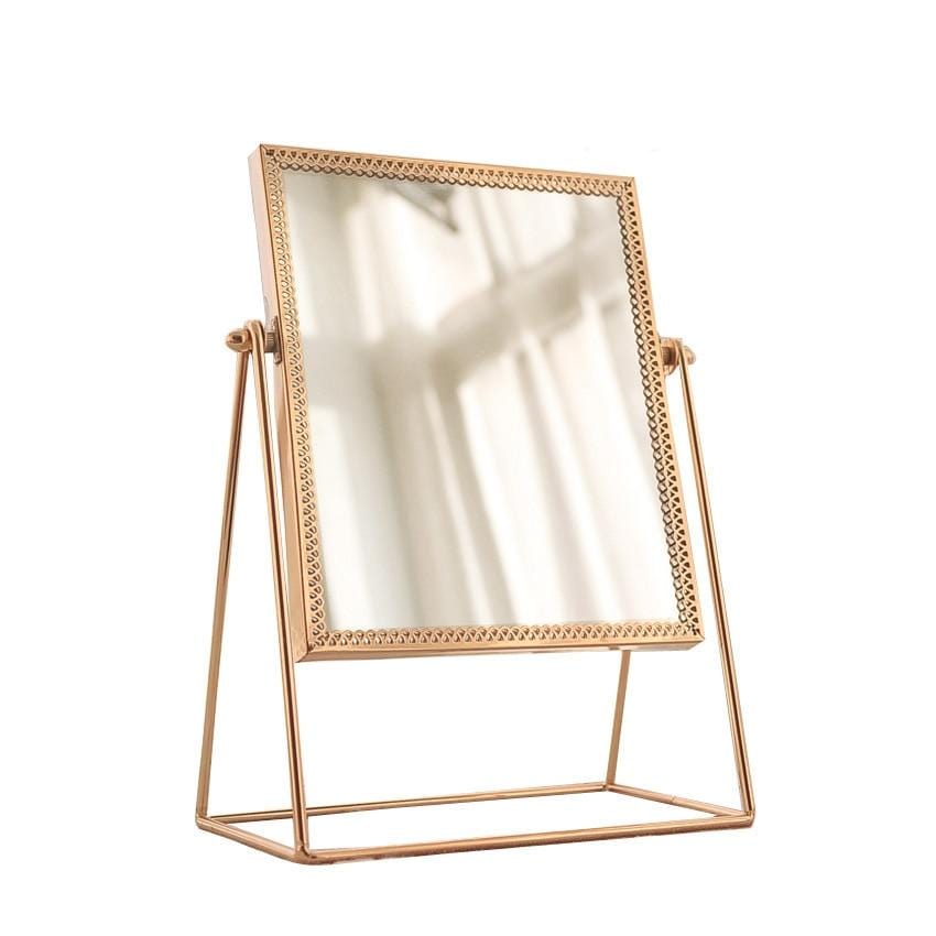 Golden Makeup Mirror – Premium Stainless Steel Vanity Mirror with Optical Clarity for Flawless Makeup