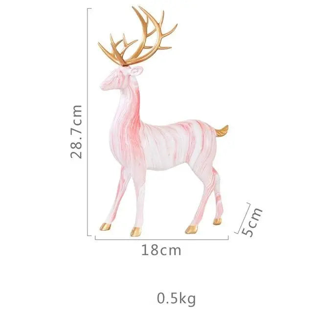 Marble Pattern Reindeer Figurines – Elegant Handcrafted Home Decor Statues for Living Room, Office, and Bedroom