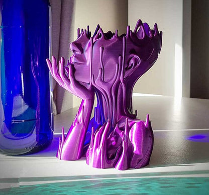 Maximalist Resin Melted Medusa Goddess Head Planter