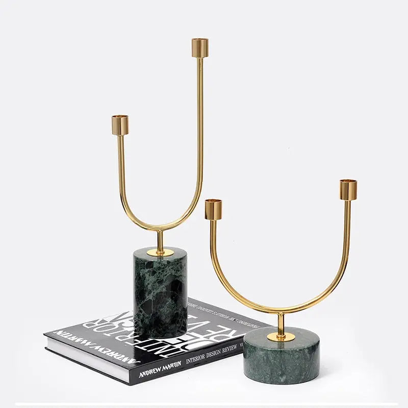 Minimalist Marble & Metal Candlestick