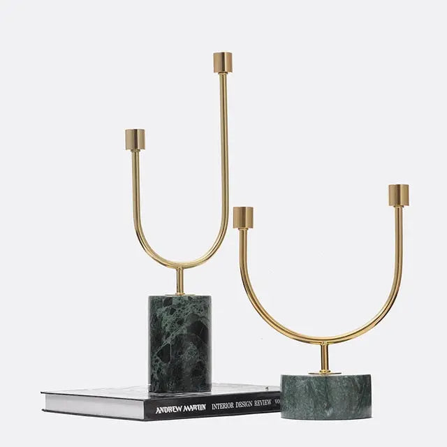 Minimalist Marble & Metal Candlestick