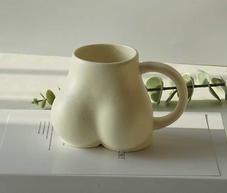 Charming Minimalist Ceramic Chubby Butt Mug - Whimsical Coffee Cup