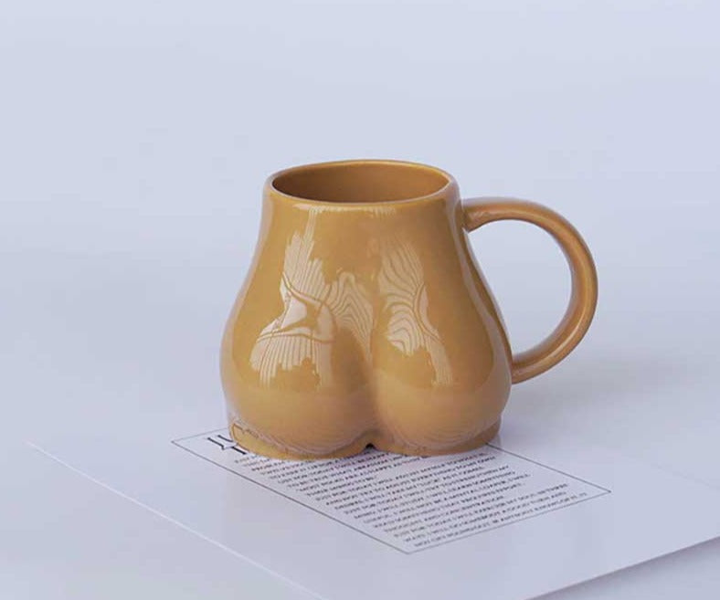 Charming Minimalist Ceramic Chubby Butt Mug - Whimsical Coffee Cup