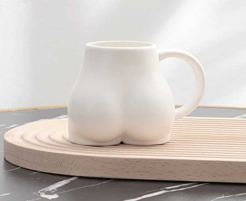 Charming Minimalist Ceramic Chubby Butt Mug - Whimsical Coffee Cup