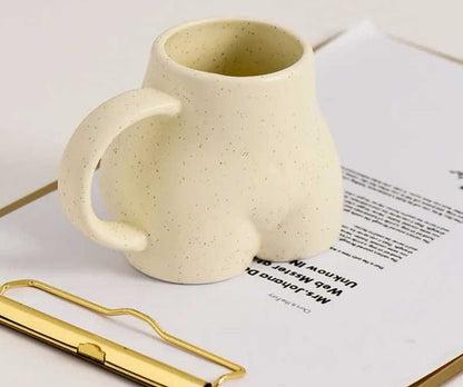 Charming Minimalist Ceramic Chubby Butt Mug - Whimsical Coffee Cup