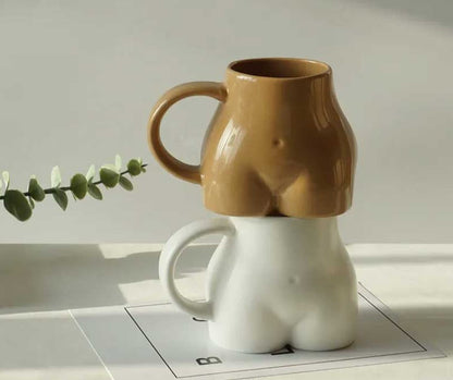 Charming Minimalist Ceramic Chubby Butt Mug - Whimsical Coffee Cup