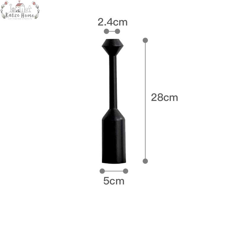 Modern Black Wood Tapered Candle Holder