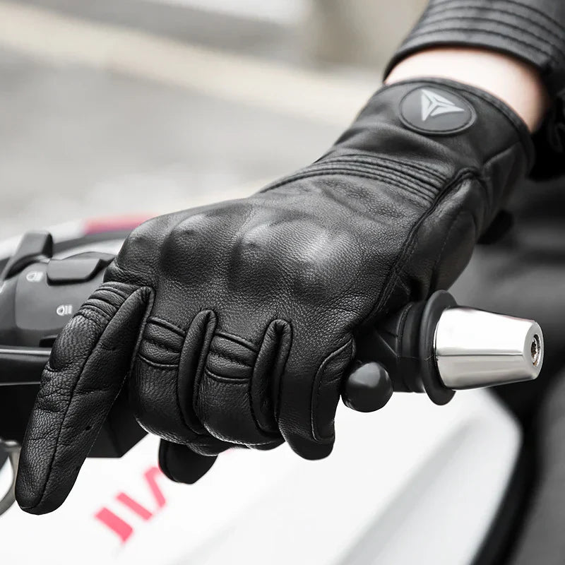 Leather Touchscreen Moto Gloves Waterproof