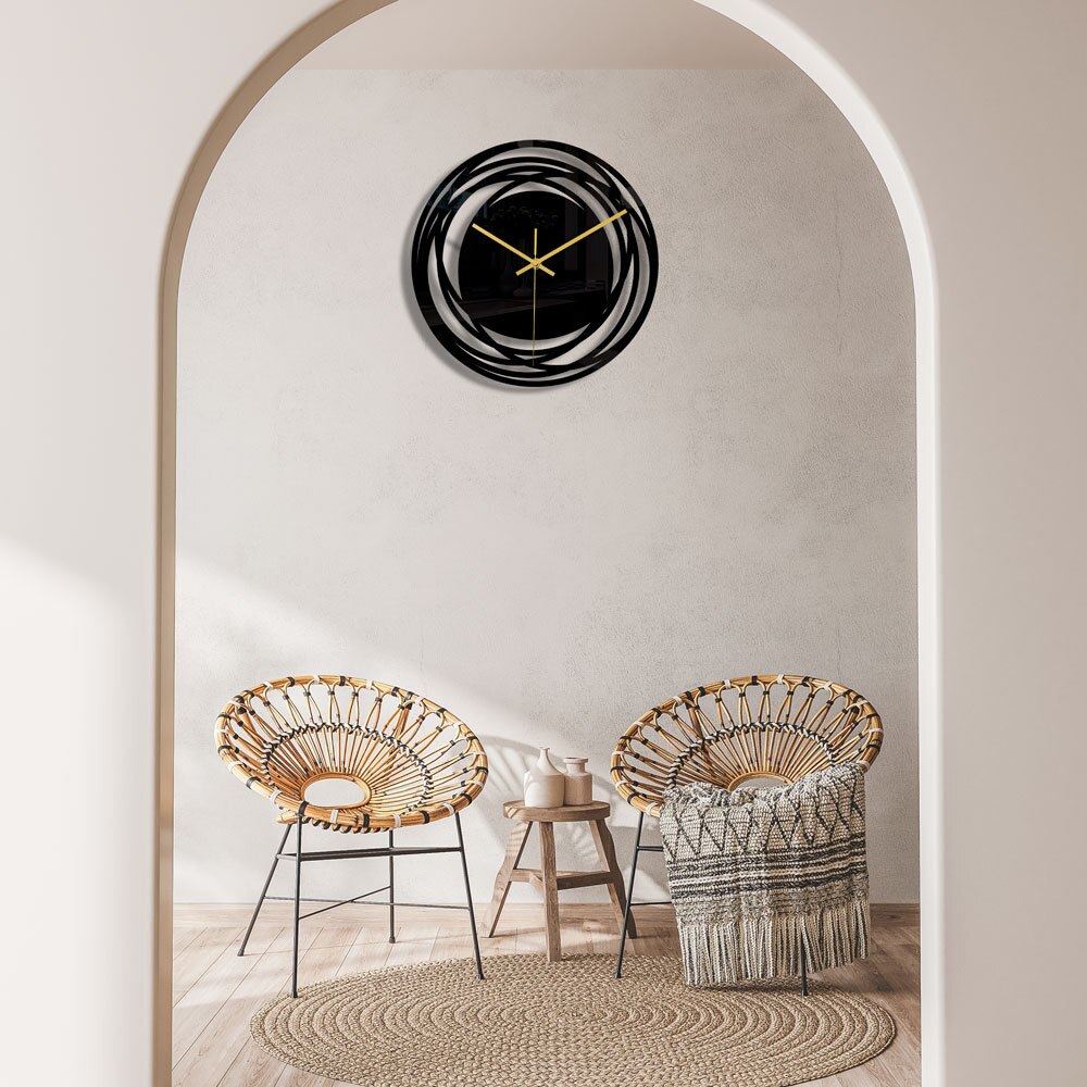 GlowGold - Modern Metal Wall Clock Black