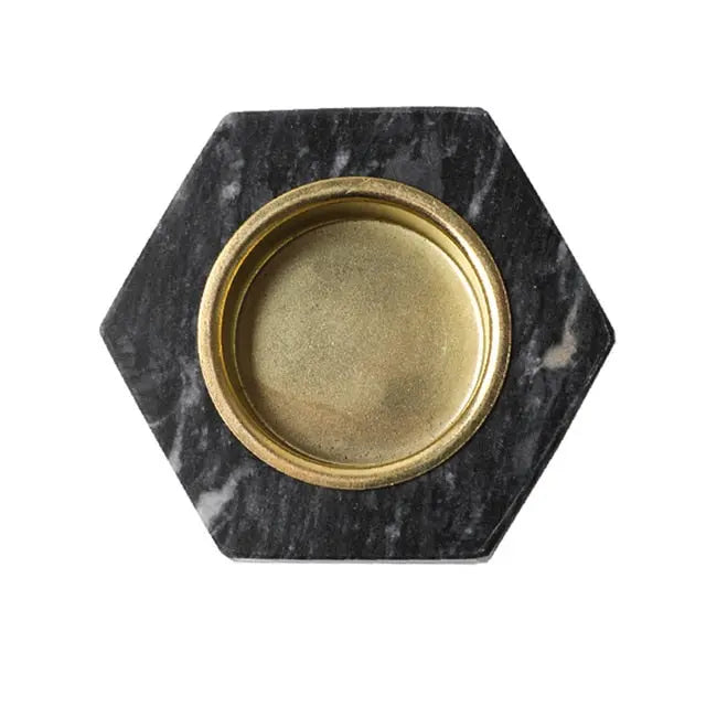 Natural Marble Hexagon Candle Holders