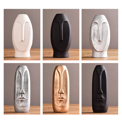 Unique Ceramic Abstract Face Vase - Modern Decorative Art for Home Decor