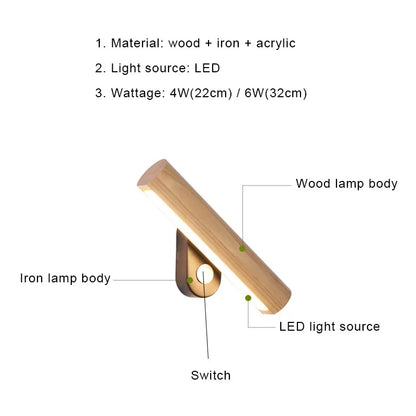 WoodGlow - LED wooden bedroom wall light