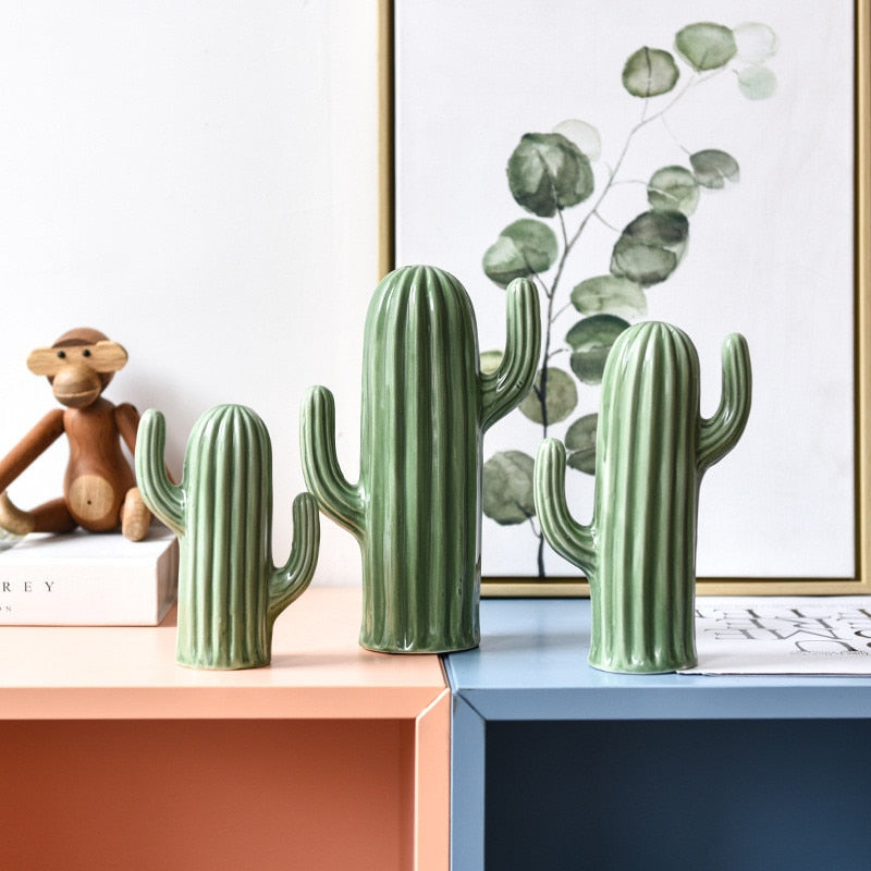 Ceramic Green Cactus Decor