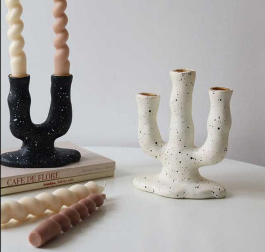 Nordic Resin Candle Holders with Dot Pattern