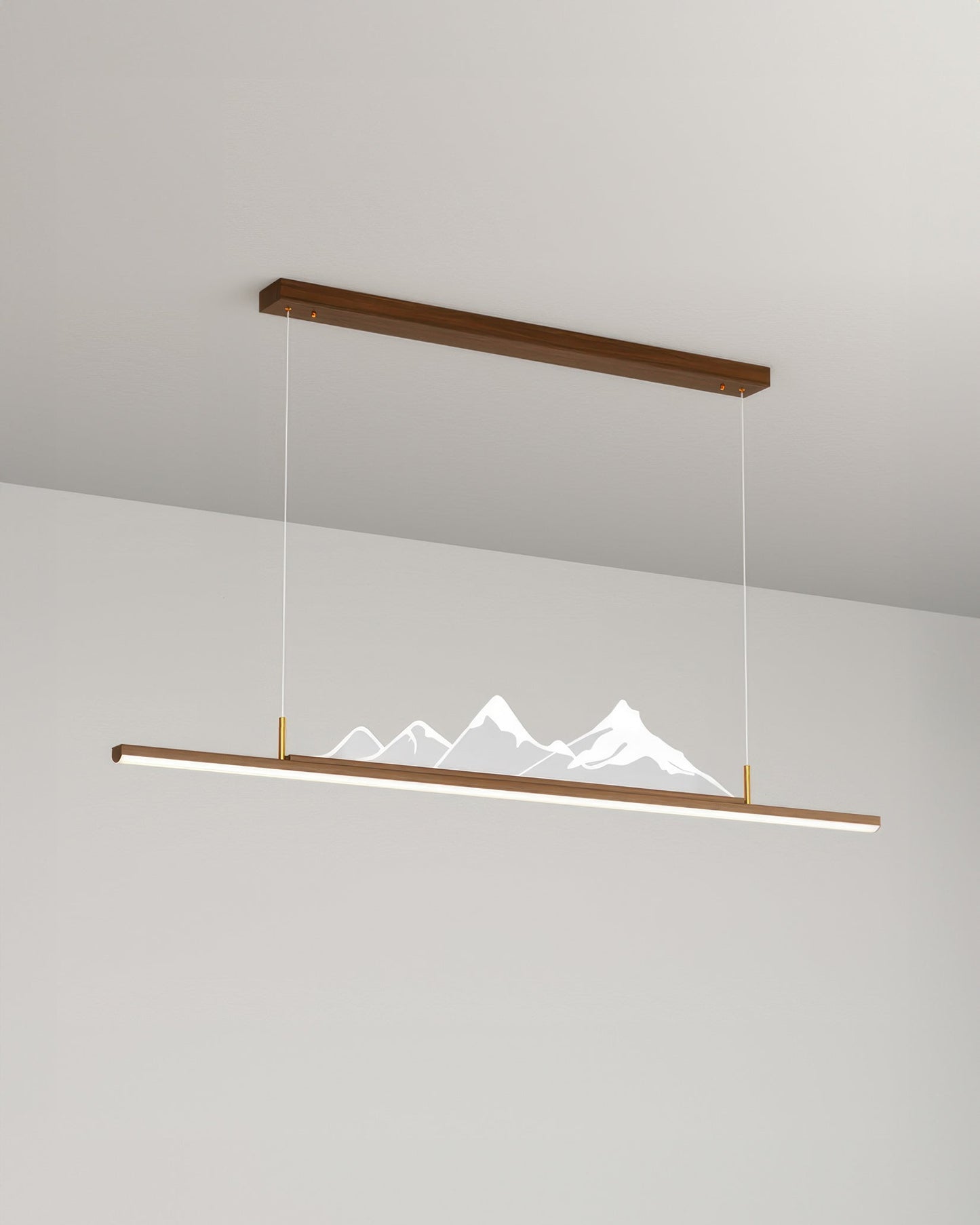 Pendant light with long wood grain Japanese Zen