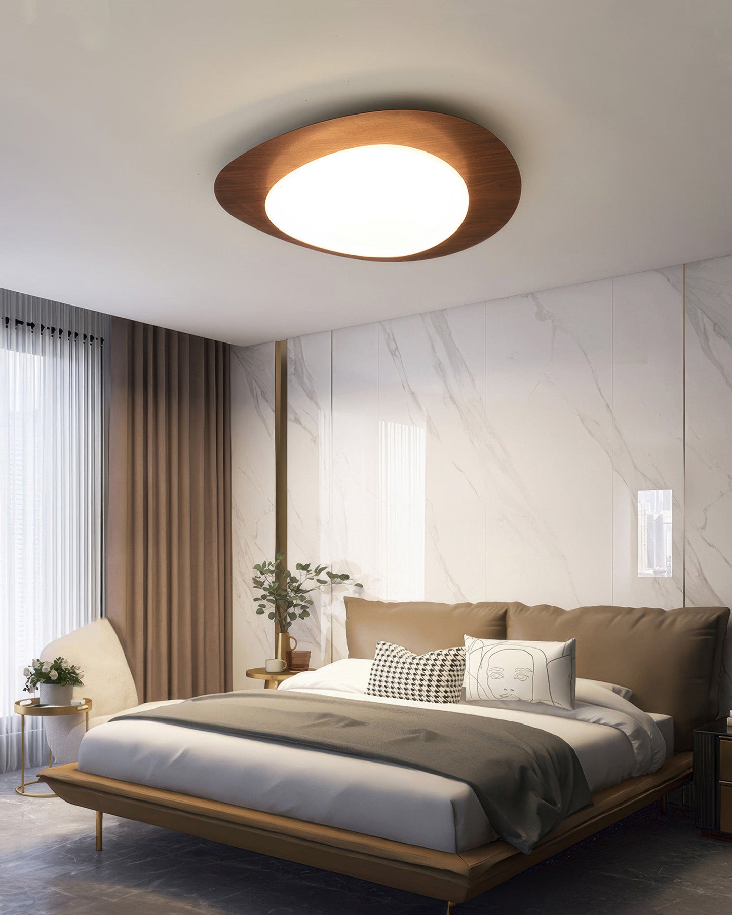 Scandinavian Pebble Wood Grain Ceiling Light lamp