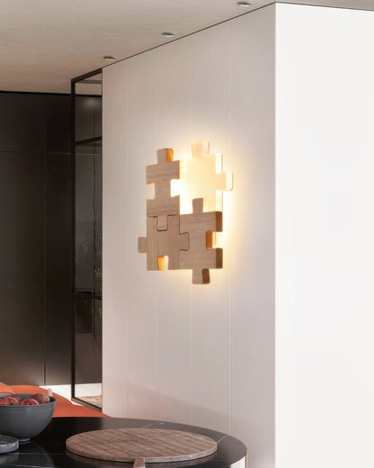 Nordic Wood Puzzles Light LED Wall Sconce Lamp