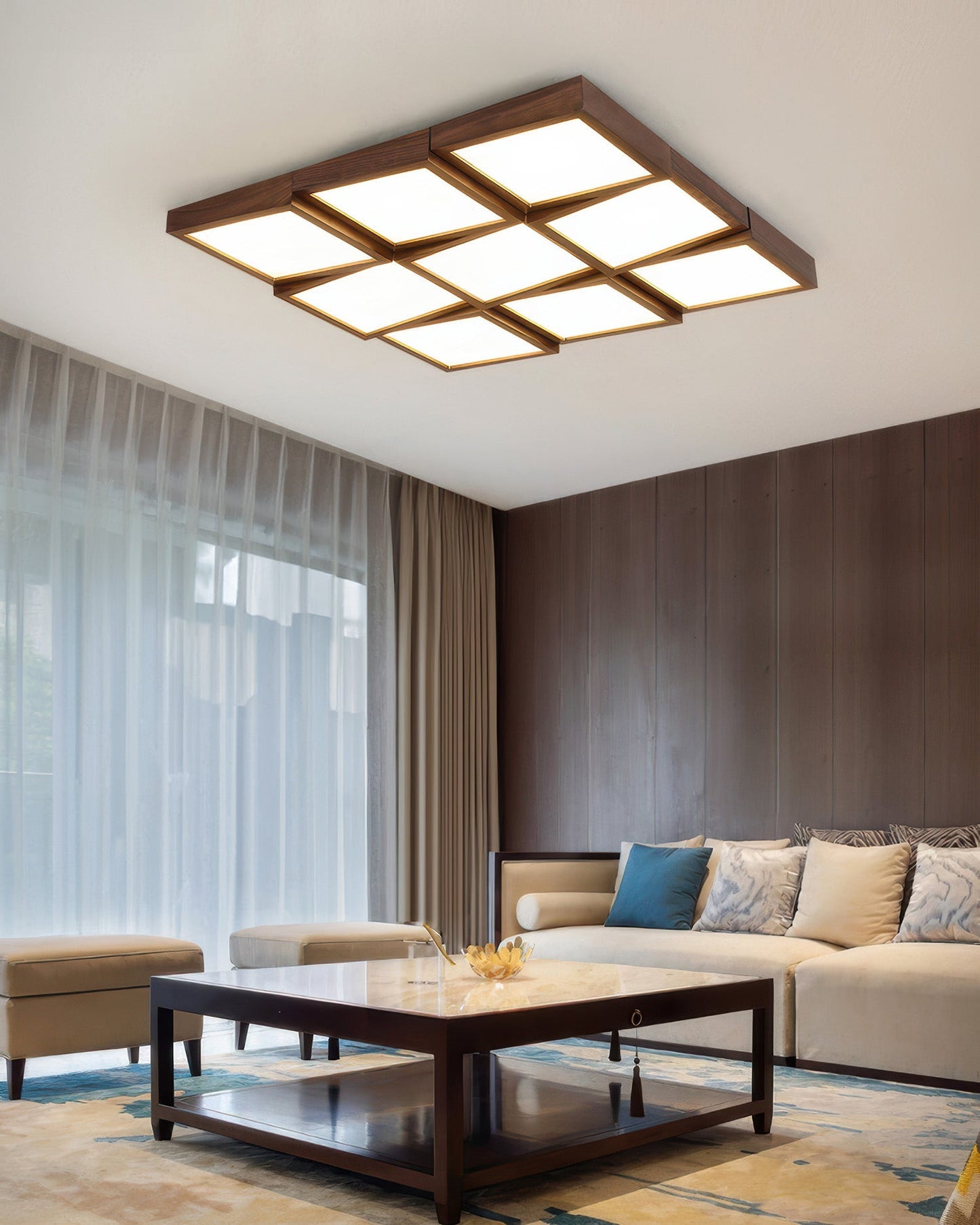 Walnut Modernist Ceiling Lamp