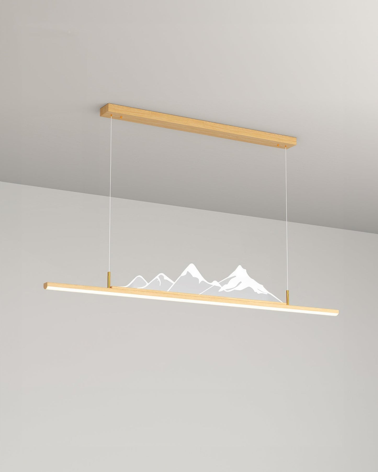 Pendant light with long wood grain Japanese Zen