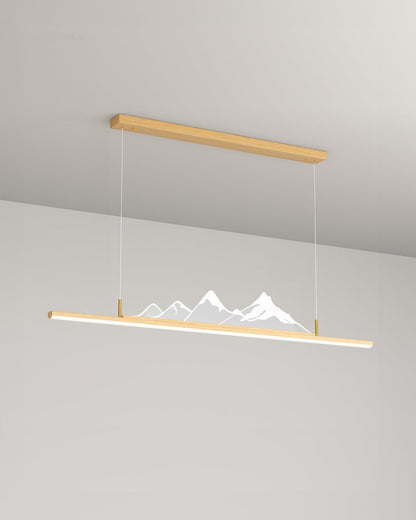 Pendant light with long wood grain Japanese Zen