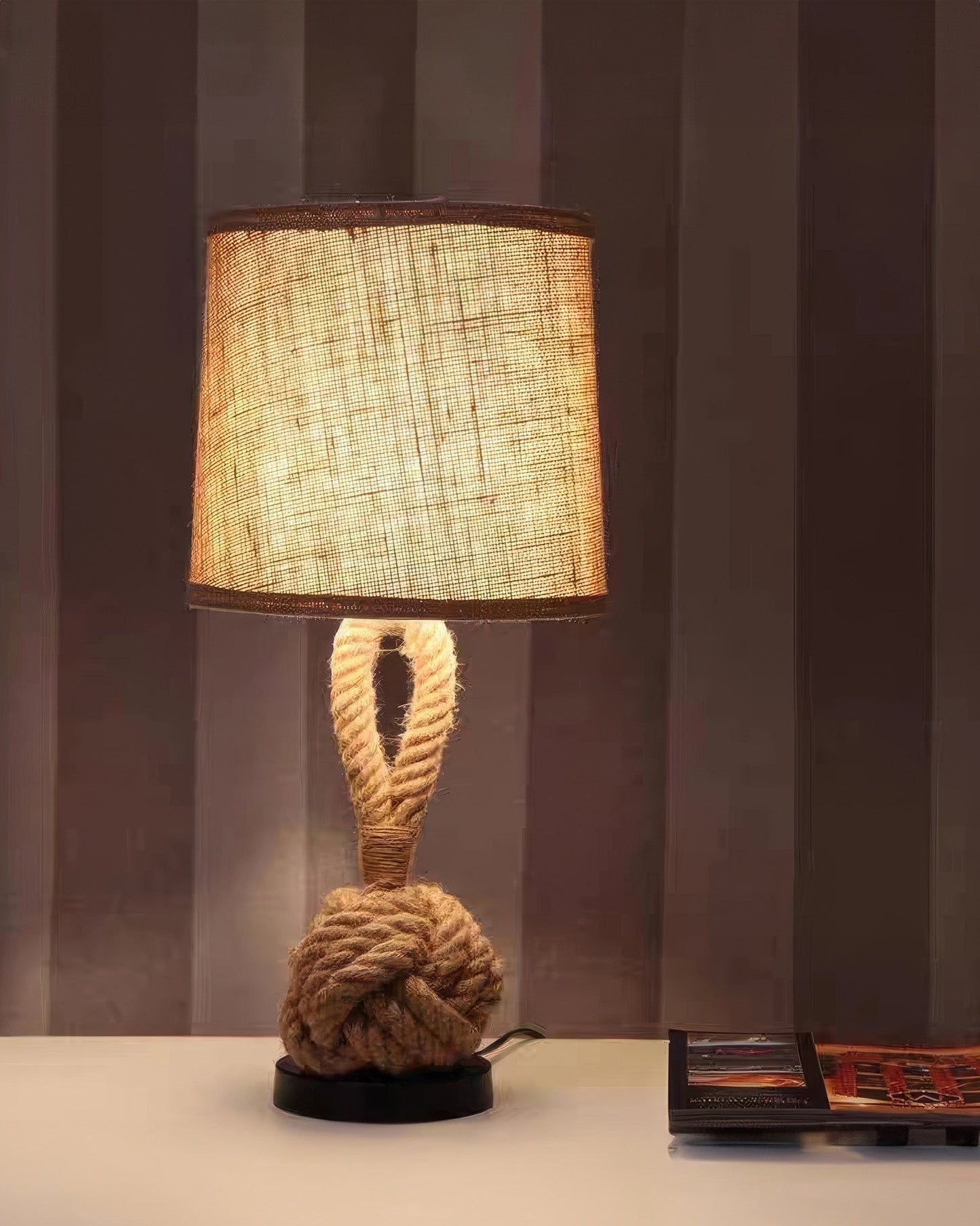 Rustic Hemp Rope Table Lamp