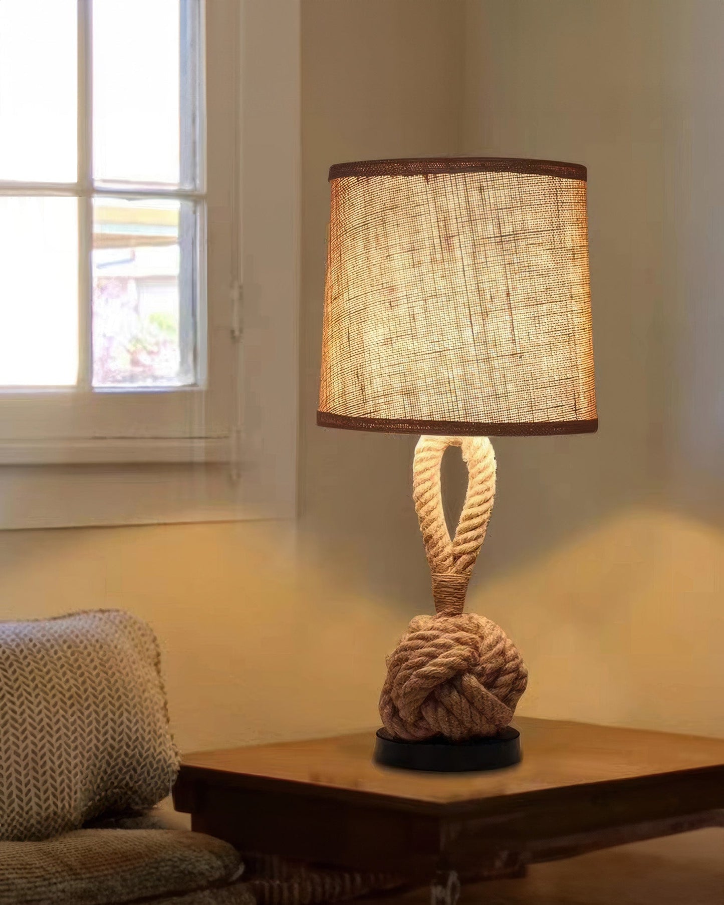 Rustic Hemp Rope Table Lamp