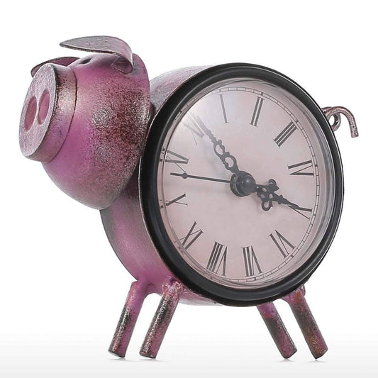 Piggy Metal Decor Table Clock - Cute & Quirky Home Decoration