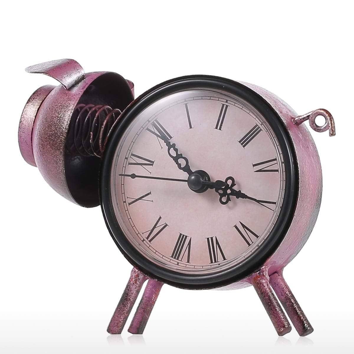 Piggy Metal Decor Table Clock - Cute & Quirky Home Decoration