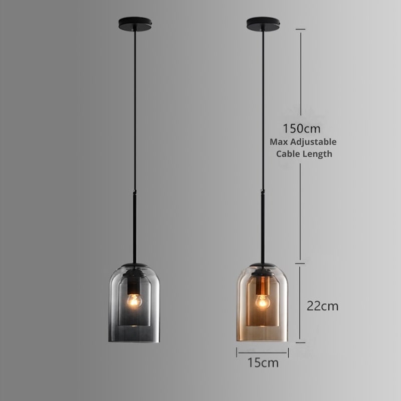 Mica Mid-Century Double Glass Hanging Pendant Lights