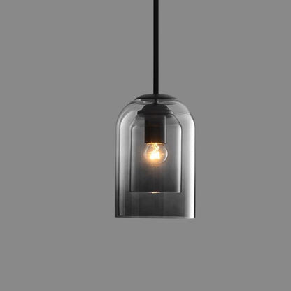 Mica Mid-Century Double Glass Hanging Pendant Lights