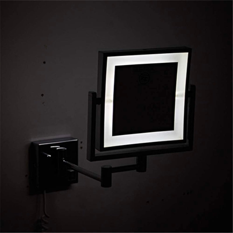 Black Square Magnifying Adjustable LED Makeup and Bathroom Mirror