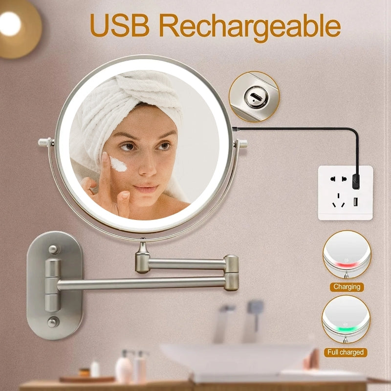 Gold Rechargeable LED Magnifying Makeup & Bathroom Vanity Mirror