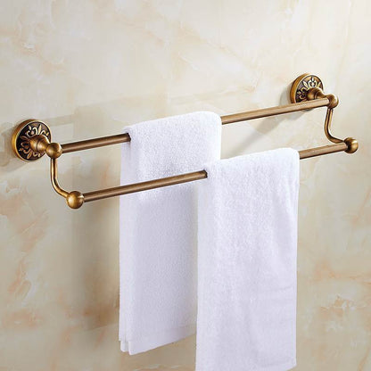 Antique Bronze Bathroom Hardware Set – Towel Rack, Toilet Paper Holder, Brush Holder | Space-Saving Aluminum Bath Accessories