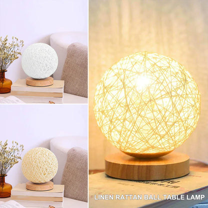 WovenGlow - Rattan Ball Table Lamp