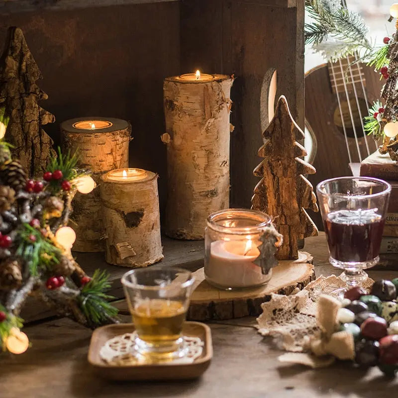 Raw Wooden Candleholder