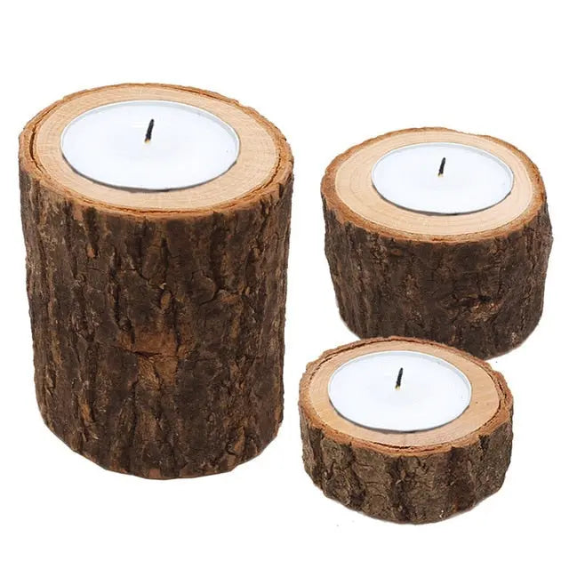 Raw Wooden Candleholder