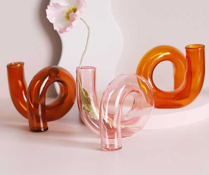 Retro Hand Blown Glass Twisted Squiggle Vase