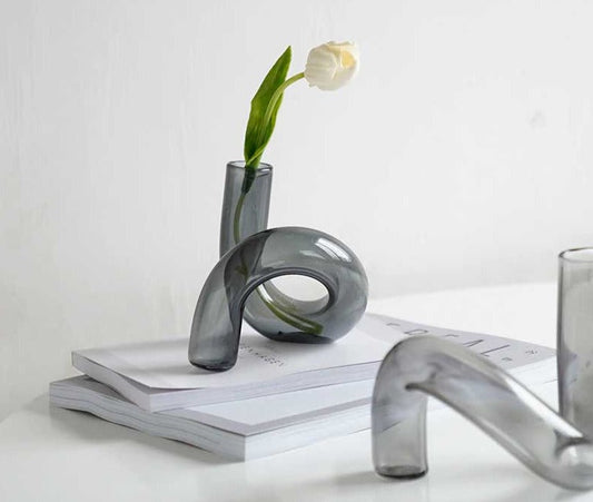 Retro Hand Blown Glass Twisted Squiggle Vase