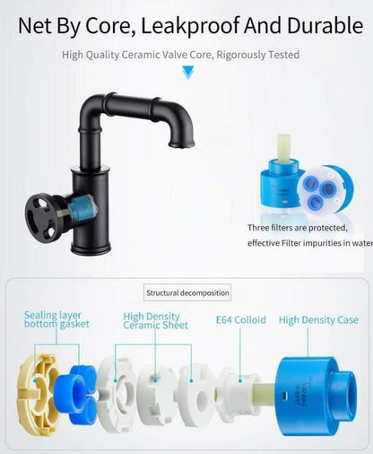 Miravique Brass Rotary Handle Bathroom Faucet