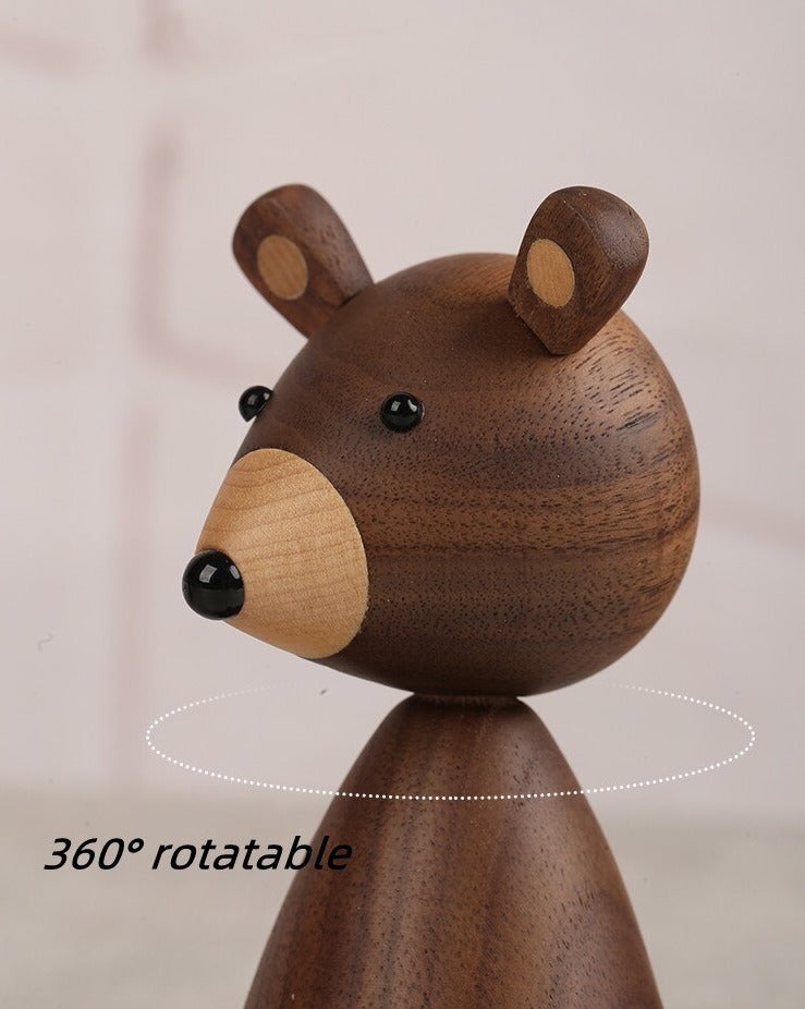 Wooden Brown Bear Sculpture