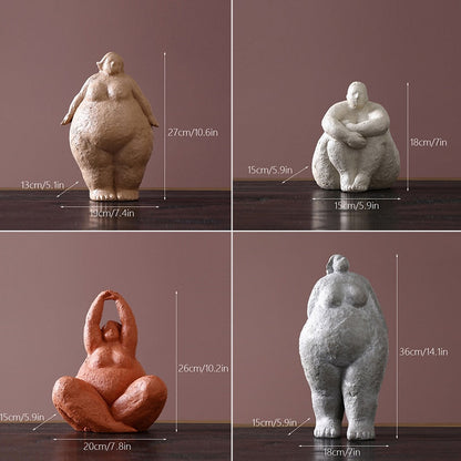 Wabi Sabi Style Resin Fat Lady Figurines